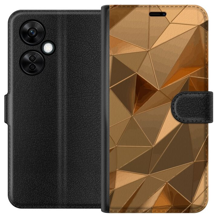 Plånboksfodral till OnePlus Nord CE3 med 3D Guld motiv i gruppen SMARTPHONE & SURFPLATTOR / Mobilskydd / OnePlus hos TP E-commerce Nordic AB (A57686)