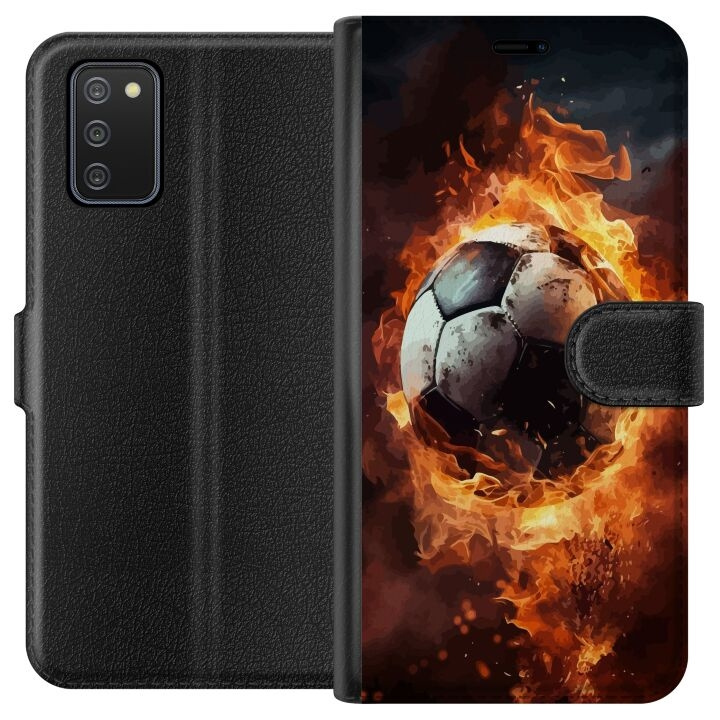 Plånboksfodral till Samsung Galaxy A02s med Fotboll motiv i gruppen SMARTPHONE & SURFPLATTOR / Mobilskydd / Samsung hos TP E-commerce Nordic AB (A58169)