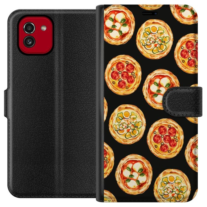 Plånboksfodral till Samsung Galaxy A03 med Pizza motiv i gruppen SMARTPHONE & SURFPLATTOR / Mobilskydd / Samsung hos TP E-commerce Nordic AB (A58215)