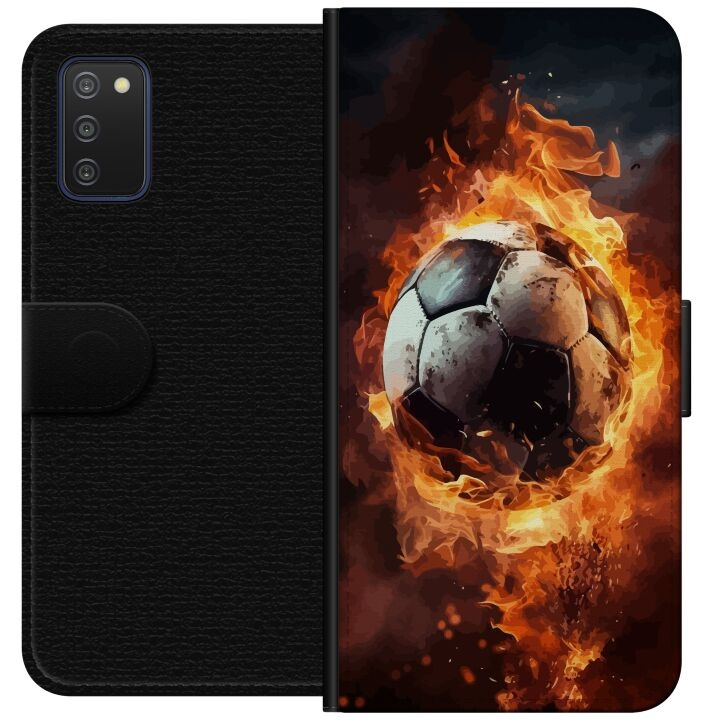 Plånboksfodral till Samsung Galaxy A03s med Fotboll motiv i gruppen SMARTPHONE & SURFPLATTOR / Mobilskydd / Samsung hos TP E-commerce Nordic AB (A58277)