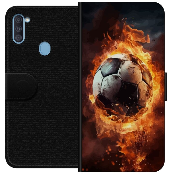 Plånboksfodral till Samsung Galaxy A11 med Fotboll motiv i gruppen SMARTPHONE & SURFPLATTOR / Mobilskydd / Samsung hos TP E-commerce Nordic AB (A58547)