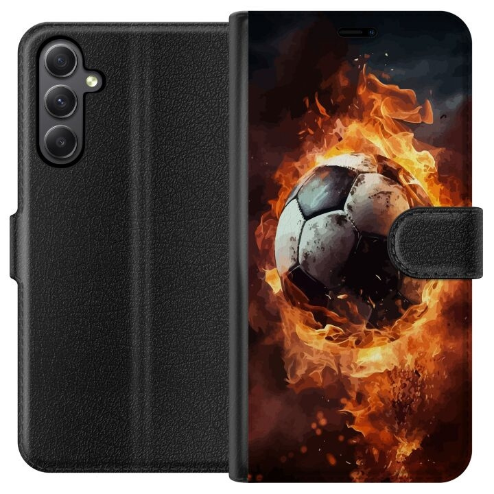 Plånboksfodral till Samsung Galaxy A24 4G med Fotboll motiv i gruppen SMARTPHONE & SURFPLATTOR / Mobilskydd / Samsung hos TP E-commerce Nordic AB (A59114)