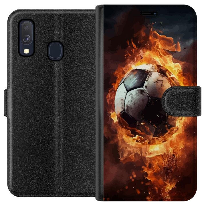 Plånboksfodral till Samsung Galaxy A40 med Fotboll motiv i gruppen SMARTPHONE & SURFPLATTOR / Mobilskydd / Samsung hos TP E-commerce Nordic AB (A59465)