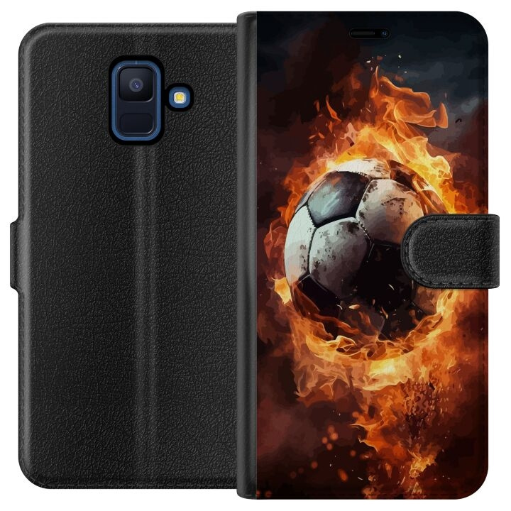 Plånboksfodral till Samsung Galaxy A6 (2018) med Fotboll motiv i gruppen SMARTPHONE & SURFPLATTOR / Mobilskydd / Samsung hos TP E-commerce Nordic AB (A59978)