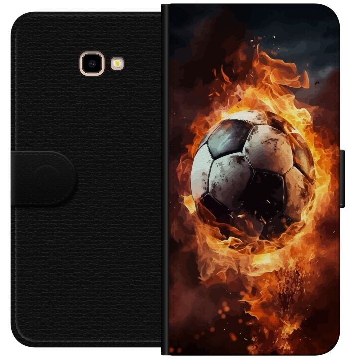 Plånboksfodral till Samsung Galaxy J4+ med Fotboll motiv i gruppen SMARTPHONE & SURFPLATTOR / Mobilskydd / Samsung hos TP E-commerce Nordic AB (A60410)