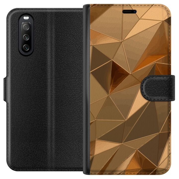 Plånboksfodral till Sony Xperia 10 III med 3D Guld motiv i gruppen SMARTPHONE & SURFPLATTOR / Mobilskydd / Sony hos TP E-commerce Nordic AB (A60926)