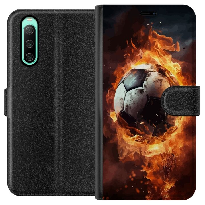 Plånboksfodral till Sony Xperia 10 IV med Fotboll motiv i gruppen SMARTPHONE & SURFPLATTOR / Mobilskydd / Sony hos TP E-commerce Nordic AB (A61004)