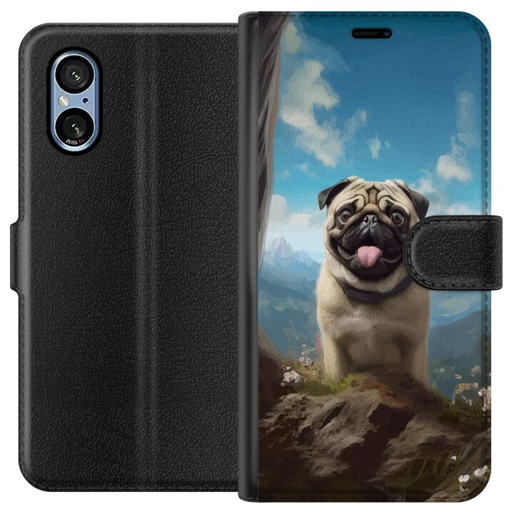 Plånboksfodral till Sony Xperia 5 V med Glad Hund motiv i gruppen SMARTPHONE & SURFPLATTOR / Mobilskydd / Sony hos TP E-commerce Nordic AB (A61541)