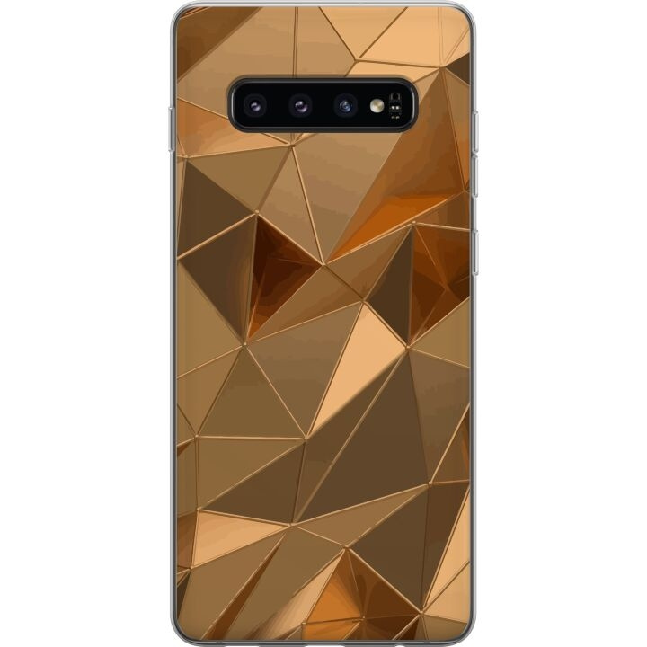 Mobilskal till Samsung Galaxy S10 med 3D Guld motiv i gruppen SMARTPHONE & SURFPLATTOR / Mobilskydd / Samsung hos TP E-commerce Nordic AB (A61871)