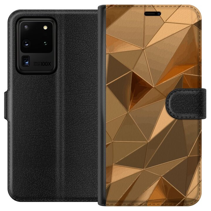 Plånboksfodral till Samsung Galaxy S20 Ultra med 3D Guld motiv i gruppen SMARTPHONE & SURFPLATTOR / Mobilskydd / Samsung hos TP E-commerce Nordic AB (A62222)