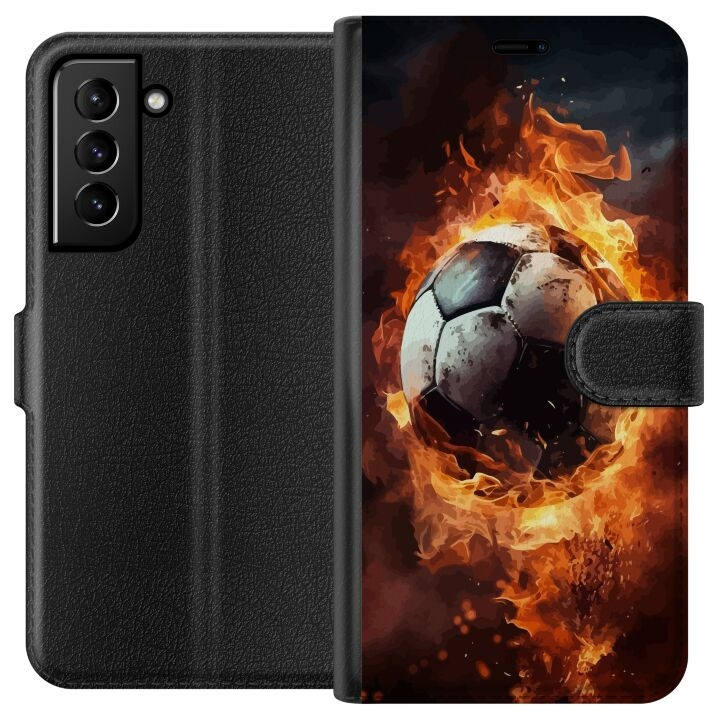 Plånboksfodral till Samsung Galaxy S21+ 5G med Fotboll motiv i gruppen SMARTPHONE & SURFPLATTOR / Mobilskydd / Samsung hos TP E-commerce Nordic AB (A62381)
