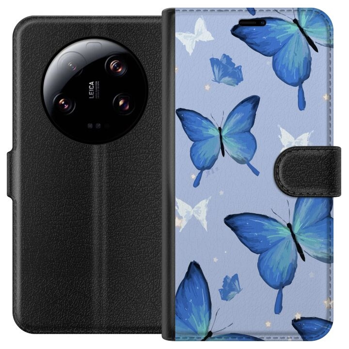 Plånboksfodral till Xiaomi 13 Ultra med Blå fjärillar motiv i gruppen SMARTPHONE & SURFPLATTOR / Mobilskydd / Xiaomi hos TP E-commerce Nordic AB (A64293)