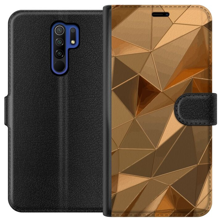 Plånboksfodral till Xiaomi Redmi 9 med 3D Guld motiv i gruppen SMARTPHONE & SURFPLATTOR / Mobilskydd / Xiaomi hos TP E-commerce Nordic AB (A65651)