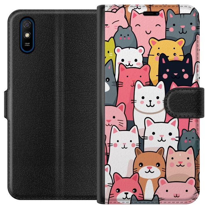 Plånboksfodral till Xiaomi Redmi 9A med Kattmönster motiv i gruppen SMARTPHONE & SURFPLATTOR / Mobilskydd / Xiaomi hos TP E-commerce Nordic AB (A65689)