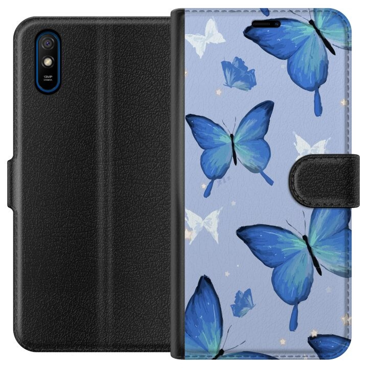 Plånboksfodral till Xiaomi Redmi 9A med Blå fjärillar motiv i gruppen SMARTPHONE & SURFPLATTOR / Mobilskydd / Xiaomi hos TP E-commerce Nordic AB (A65697)