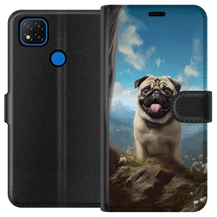 Plånboksfodral till Xiaomi Redmi 9C med Glad Hund motiv i gruppen SMARTPHONE & SURFPLATTOR / Mobilskydd / Xiaomi hos TP E-commerce Nordic AB (A65780)