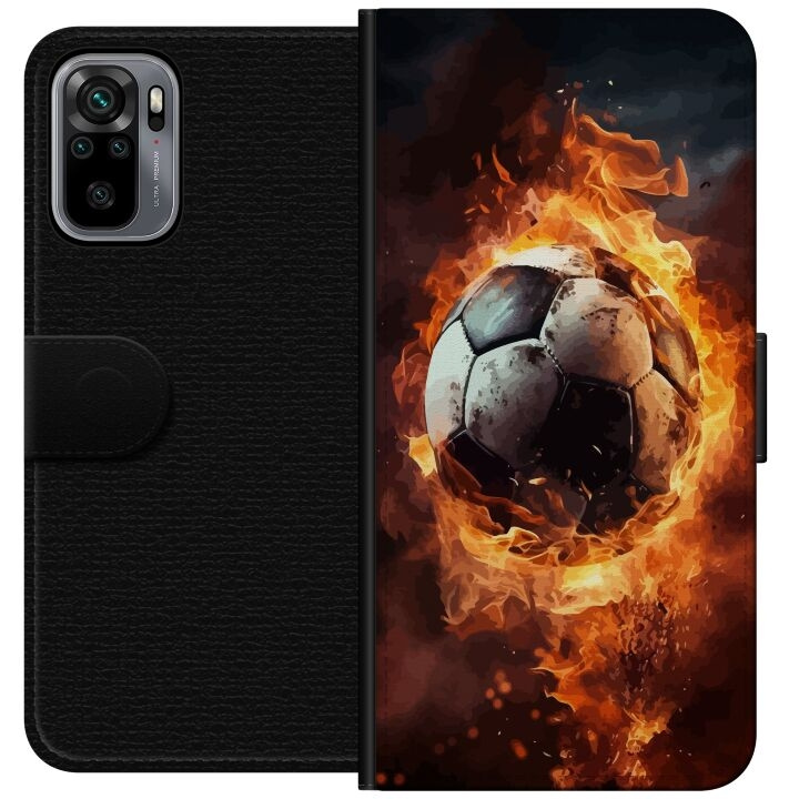 Plånboksfodral till Xiaomi Redmi Note 10S med Fotboll motiv i gruppen SMARTPHONE & SURFPLATTOR / Mobilskydd / Xiaomi hos TP E-commerce Nordic AB (A66026)