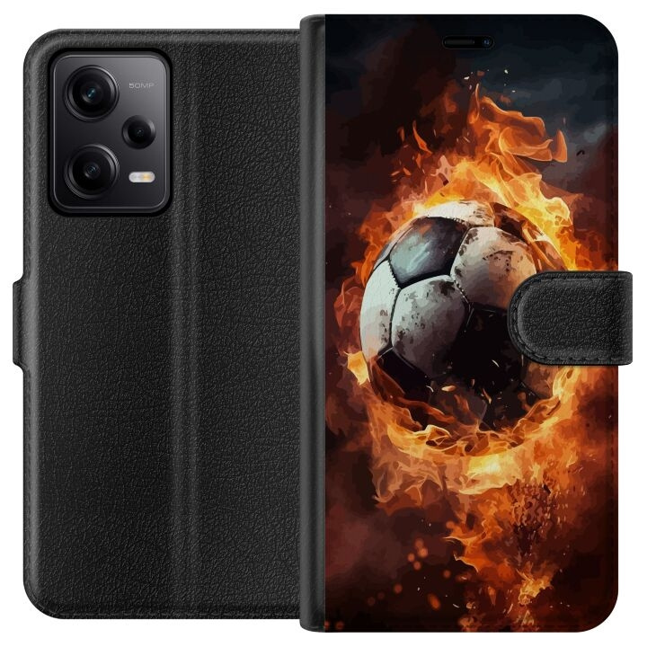 Plånboksfodral till Xiaomi Redmi Note 12 Pro med Fotboll motiv i gruppen SMARTPHONE & SURFPLATTOR / Mobilskydd / Xiaomi hos TP E-commerce Nordic AB (A66296)