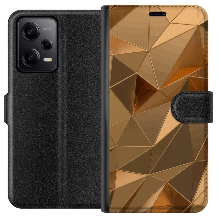 Plånboksfodral till Xiaomi Redmi Note 12 Pro med 3D Guld motiv i gruppen SMARTPHONE & SURFPLATTOR / Mobilskydd / Xiaomi hos TP E-commerce Nordic AB (A66299)