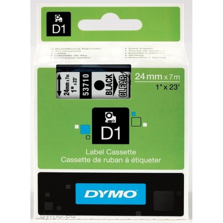 DYMO Färgband S0720920 53710 24mm Svart på Transparent i gruppen DATORER & KRINGUTRUSTNING / Skrivare & Tillbehör / Skrivare / Märkmaskiner & Tillbehör / Tejp hos TP E-commerce Nordic AB (C12708)