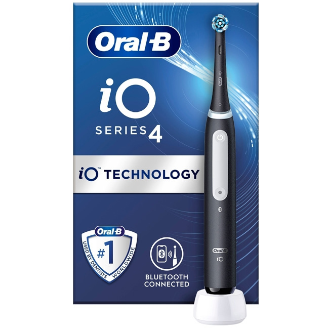 Oral B Eltandborste iO4 Matt Black Without TC i gruppen SKÖNHET & HÄLSA / Munvård / Eltandborstar hos TP E-commerce Nordic AB (C14143)