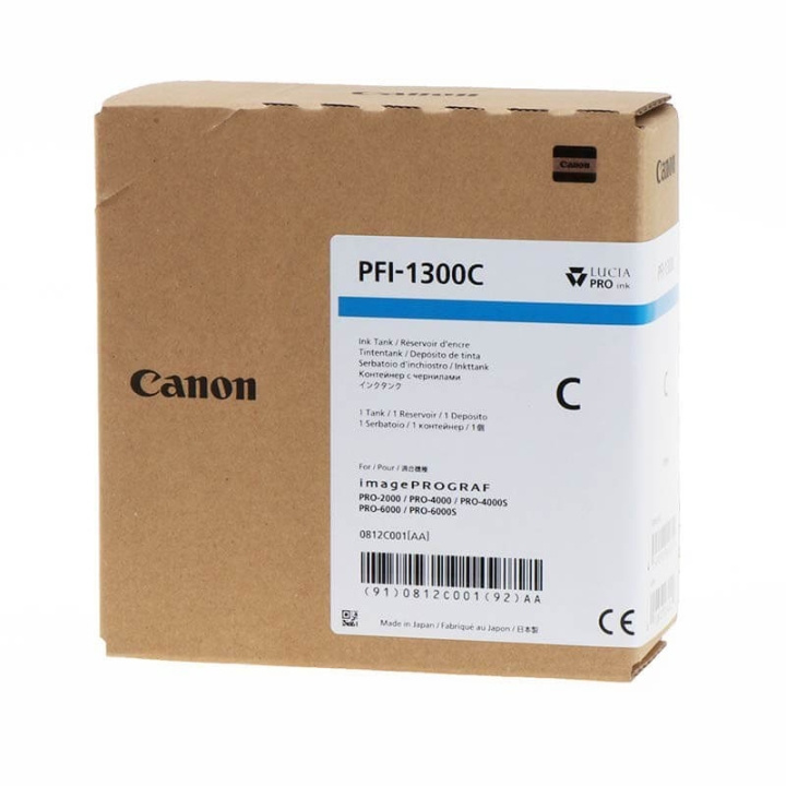 Canon Bläck 0812C001 PFI-1300 Cyan i gruppen DATORER & KRINGUTRUSTNING / Skrivare & Tillbehör / Bläck & Toner / Bläckpatroner / Canon hos TP E-commerce Nordic AB (C15914)