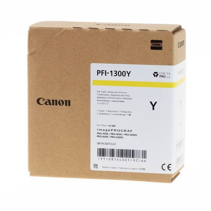 Canon Bläck 0814C001 PFI-1300 Gul i gruppen DATORER & KRINGUTRUSTNING / Skrivare & Tillbehör / Bläck & Toner / Bläckpatroner / Canon hos TP E-commerce Nordic AB (C15916)