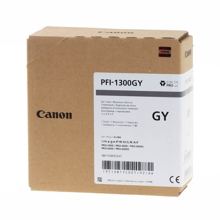 Canon Bläck 0817C001 PFI-1300 Grå i gruppen DATORER & KRINGUTRUSTNING / Skrivare & Tillbehör / Bläck & Toner / Bläckpatroner / Canon hos TP E-commerce Nordic AB (C15919)