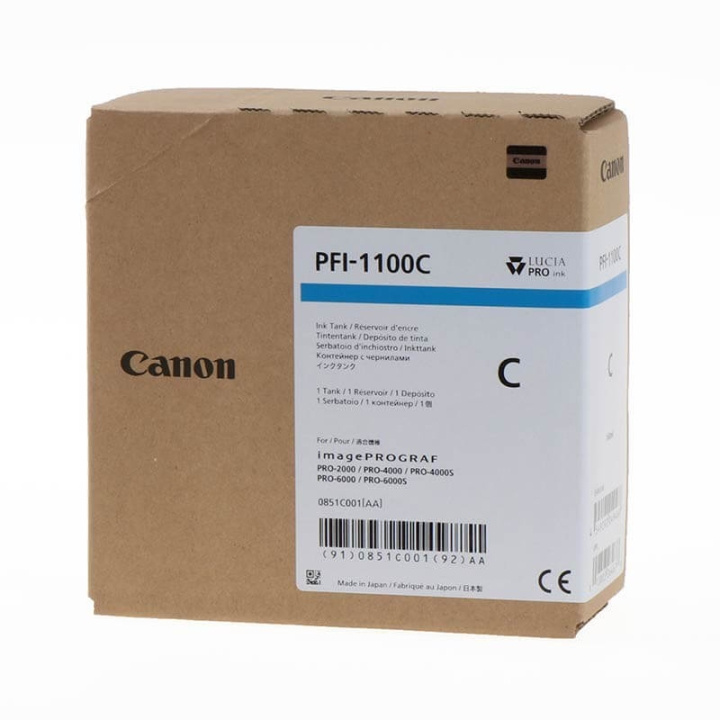 CANON Bläck 0851C001 PFI-1100 Cyan i gruppen DATORER & KRINGUTRUSTNING / Skrivare & Tillbehör / Bläck & Toner / Bläckpatroner / Canon hos TP E-commerce Nordic AB (C15923)