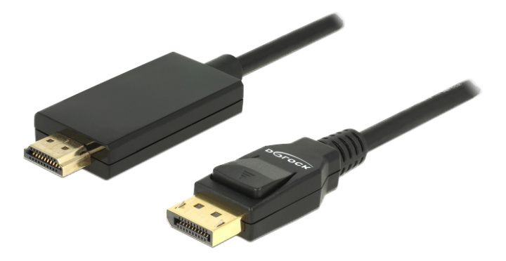 Displayport kabel 1.2 hane > High Speed HDMI-A hane passiv 4K 1 m svart i gruppen DATORER & KRINGUTRUSTNING / Datorkablar / DisplayPort / Kablar hos TP E-commerce Nordic AB (C17490)