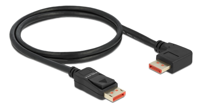 DeLOCK DisplayPort cable male> male 90° right angled 8K 60 Hz 1m i gruppen DATORER & KRINGUTRUSTNING / Datorkablar / DisplayPort / Kablar hos TP E-commerce Nordic AB (C17834)