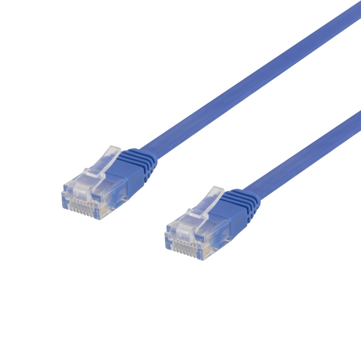 Deltaco U/UTP Cat6 patch cable, flat, 10m, 250MHz, blue i gruppen DATORER & KRINGUTRUSTNING / Datorkablar / Nätverkskablar / Cat6 hos TP E-commerce Nordic AB (C18166)