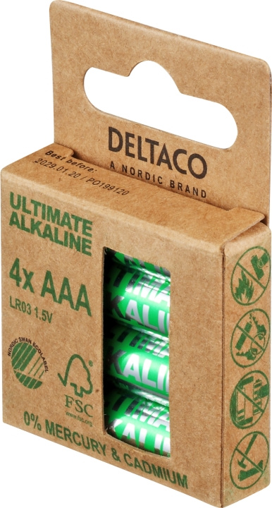 DELTACO Ultimate Alkaline AAA-batteri, 4-pack i gruppen HEMELEKTRONIK / Batterier & Laddare / Batterier / AAA hos TP E-commerce Nordic AB (C18278)