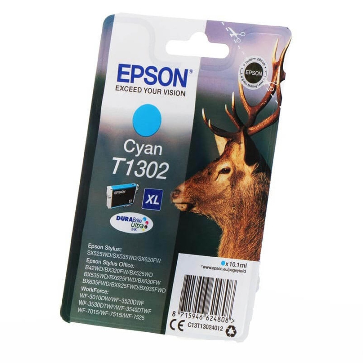 EPSON Bläck C13T13024012 T1302 Cyan, Hjort i gruppen DATORER & KRINGUTRUSTNING / Skrivare & Tillbehör / Bläck & Toner / Bläckpatroner / Epson hos TP E-commerce Nordic AB (C26759)