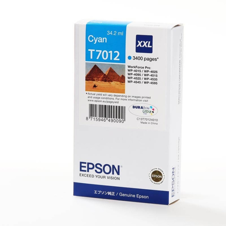 Epson Bläck C13T70124010 T7012 XXL Cyan, Pyramids i gruppen DATORER & KRINGUTRUSTNING / Skrivare & Tillbehör / Bläck & Toner / Bläckpatroner / Epson hos TP E-commerce Nordic AB (C26854)