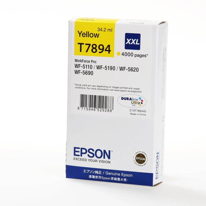 Epson Bläck C13T789440 T7894 XXL Gul i gruppen DATORER & KRINGUTRUSTNING / Skrivare & Tillbehör / Bläck & Toner / Bläckpatroner / Epson hos TP E-commerce Nordic AB (C26868)