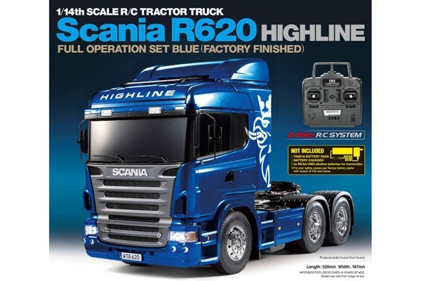 TAMIYA 1:14 R/C Full Option - Scania R620 Blue i gruppen LEKSAKER, BARN- & BABYPRODUKTER / Radiostyrt / Radiostyrda bilar hos TP E-commerce Nordic AB (C31526)