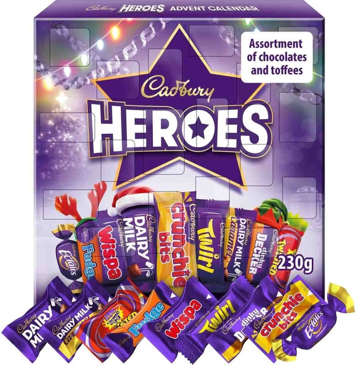 Cadbury Heroes Julkalender 230 g i gruppen LEKSAKER, BARN- & BABYPRODUKTER / Leksaker / Adventskalendrar hos TP E-commerce Nordic AB (C32981)