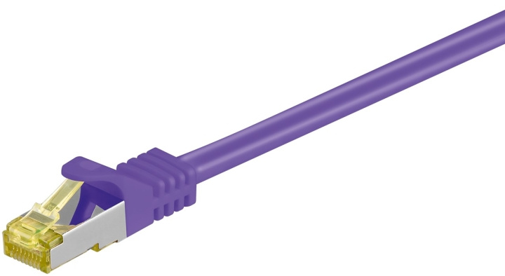 Goobay RJ45 patchkabel S/FTP (PiMF), 500 MHz, med CAT 7 råkabel, violett, 0,25 m LSZH halogenfri kabelhölje, koppar, RJ45-kontakt (CAT 6A) i gruppen DATORER & KRINGUTRUSTNING / Datorkablar / Nätverkskablar / Cat7 hos TP E-commerce Nordic AB (C39450)