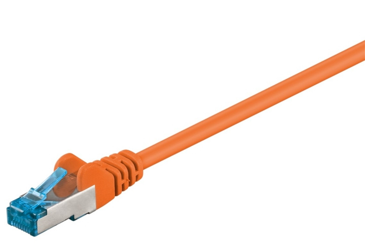 Goobay Patchkabel CAT 6A, S/FTP (PiMF), orange, 0,25 m opparledare (CU), halogenfri kabelhölje (LSZH) i gruppen DATORER & KRINGUTRUSTNING / Datorkablar / Nätverkskablar / Cat6 hos TP E-commerce Nordic AB (C39766)