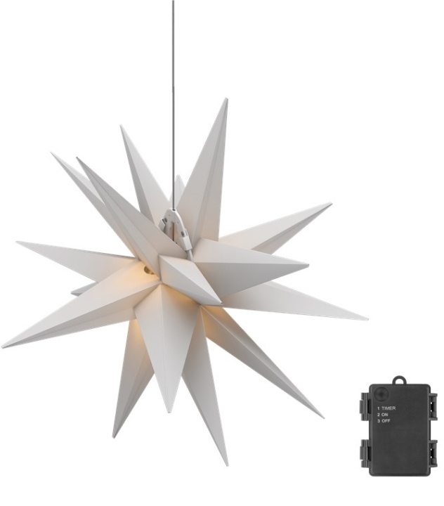 Goobay LED-julstjärna 3D, Ø 56 cm, batteridrivet med timer och 18 spetsar, varmvitt (3000 K), av väderbeständig plast (IP44), kabel 2 m i gruppen HEMELEKTRONIK / Belysning / Julbelysning hos TP E-commerce Nordic AB (C40231)