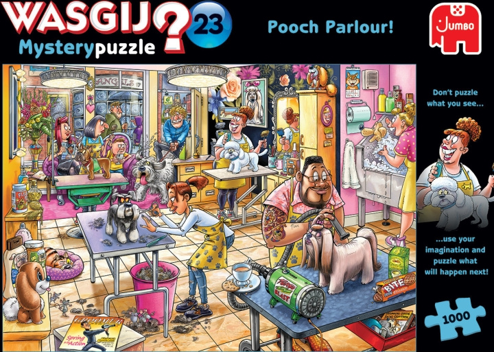 Wasgij Mystery 23 Pooch Parlor Mystery Pussel 1000 bitar i gruppen SPORT, FRITID & HOBBY / Hobby / Pussel hos TP E-commerce Nordic AB (C46865)