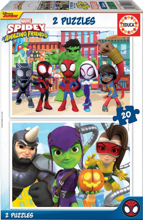 Educa Spidey & His Amazing Friends-pussel, 2x20 bitar i gruppen LEKSAKER, BARN- & BABYPRODUKTER / Leksaker / Barnpussel hos TP E-commerce Nordic AB (C46900)