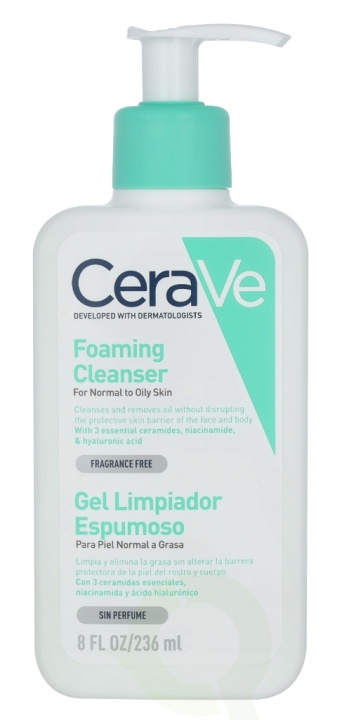 Cerave Foaming Cleanser w/Pump 236 ml For Normal To Oily Skin i gruppen SKÖNHET & HÄLSA / Hudvård / Ansiktsvård / Rengöring hos TP E-commerce Nordic AB (C49619)