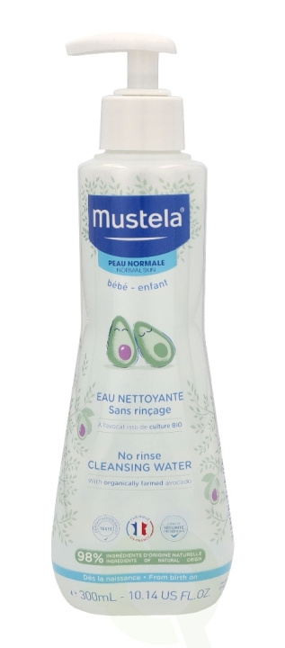 Mustela Bebe No Rinse Cleansing Water 300 ml With Organically Farmed Advocado i gruppen SKÖNHET & HÄLSA / Hudvård / Ansiktsvård / Rengöring hos TP E-commerce Nordic AB (C53842)