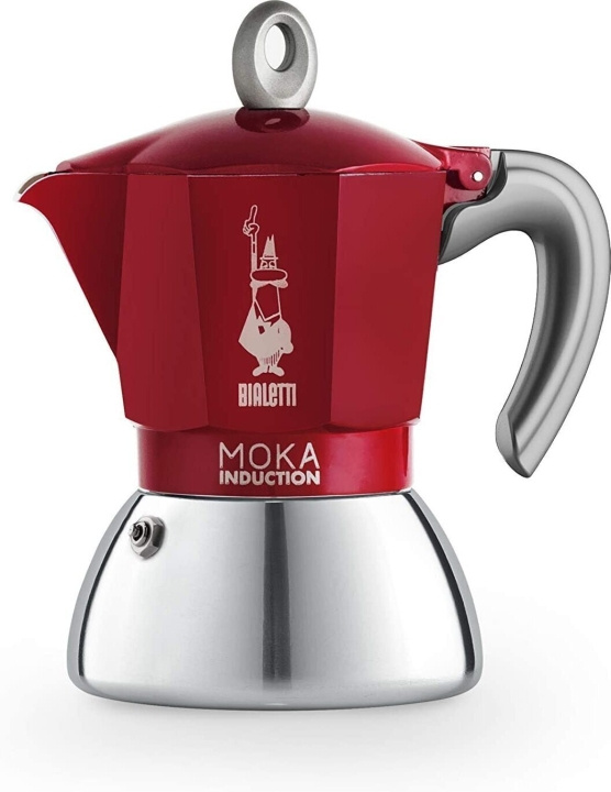 Bialetti Moka Induktion röd, 6 koppar i gruppen HEM, HUSHÅLL & TRÄDGÅRD / Hushållsmaskiner / Kaffemaskiner & Tillbehör / Kaffebryggare hos TP E-commerce Nordic AB (C60161)