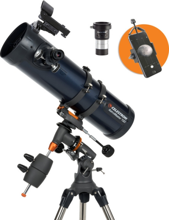 Celestron ASTROMASTER 130EQ stjärnteleskop + telefonadapter och T2-Barlow-lins i gruppen SPORT, FRITID & HOBBY / Friluftsliv / Kikare hos TP E-commerce Nordic AB (C60879)