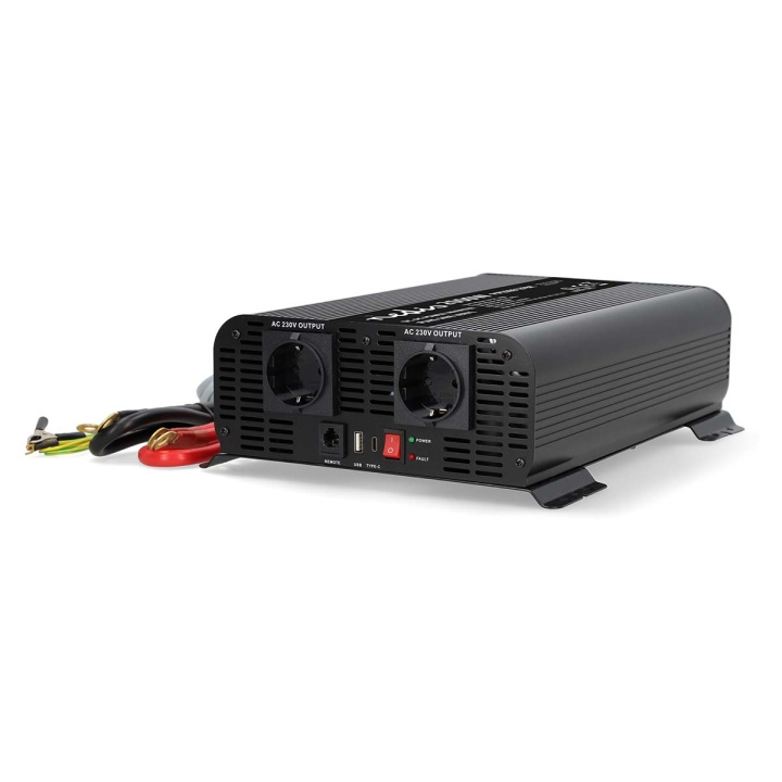 Nedis Strömväxelriktare | Inspänning: 12 V DC | Enhetens utgångsanslutning: Type F (CEE 7/3) / USB-A / USB-C™ | 230 V AC 50 Hz | 2000 W | Toppeffekt: 4000 W | Skruv terminal | Ren sinusvåg | Säkring | Svart i gruppen HEM, HUSHÅLL & TRÄDGÅRD / El & Belysning / Spänningsomvandlare hos TP E-commerce Nordic AB (C64461)