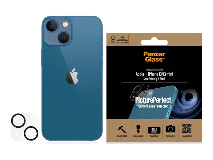 PanzerGlass linsskydd svart transparent Apple iPhone 13 i gruppen SMARTPHONE & SURFPLATTOR / Mobilskydd / Apple / iPhone 13 hos TP E-commerce Nordic AB (C65889)