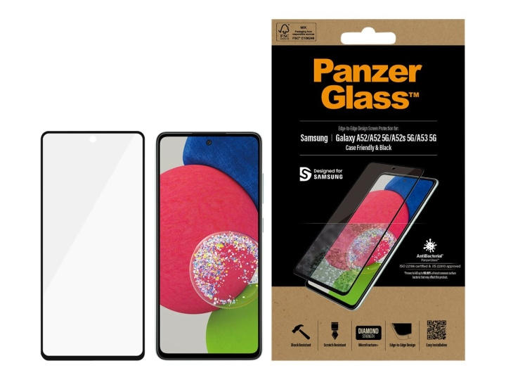 PanzerGlass skärmskydd svart transparent Samsung Galaxy A52, A52 5G i gruppen SMARTPHONE & SURFPLATTOR / Mobilskydd / Samsung hos TP E-commerce Nordic AB (C65938)